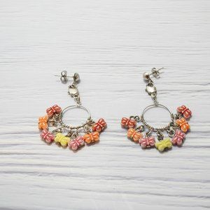 BUTTERFLY CIRCLE SILVER EARRINGS NECKLCE GIRL